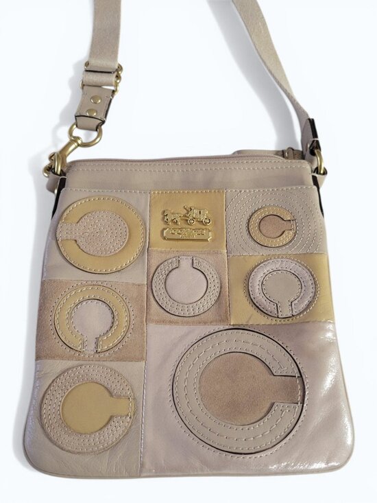 Coach Handbags - Coach | Op Art patchwork leather crossbody bag (Style 44299) | Tan